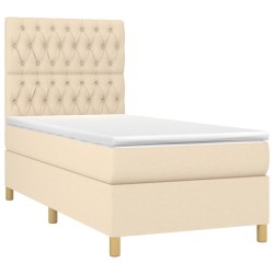 Sommier à lattes de lit et matelas Crème 90x190 cm Tissu 