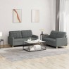 Ensemble de canapés 2 pcs avec coussins Gris foncé Tissu 