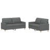 Ensemble de canapés 2 pcs avec coussins Gris foncé Tissu 