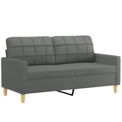 Ensemble de canapés 2 pcs avec coussins Gris foncé Tissu 