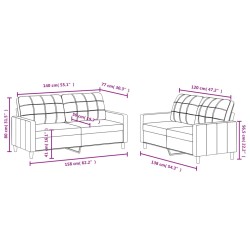 Ensemble de canapés 2 pcs avec coussins Gris foncé Tissu 