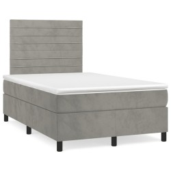 Sommier à lattes de lit avec matelas LED gris clair 120x190 cm 