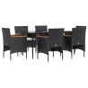 Ensemble à manger de jardin avec coussins 7 pcs Noir 