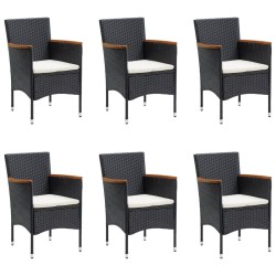 Ensemble à manger de jardin avec coussins 7 pcs Noir 