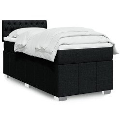 Sommier à lattes de lit avec matelas Noir 100x200 cm Tissu 