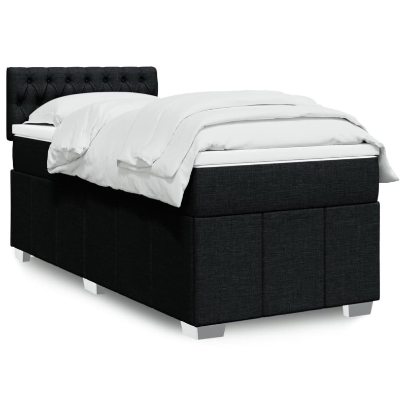 Sommier à lattes de lit avec matelas Noir 100x200 cm Tissu 