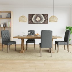 Chaises à manger lot de 4 gris tissu à l'aspect de lin 