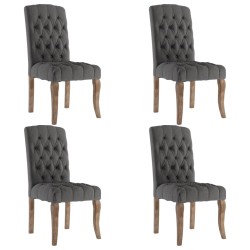 Chaises à manger lot de 4 gris tissu à l'aspect de lin 