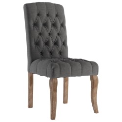 Chaises à manger lot de 4 gris tissu à l'aspect de lin 