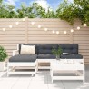 Salon de jardin 5 pcs avec coussins blanc bois massif 