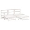 Salon de jardin 5 pcs avec coussins blanc bois massif 