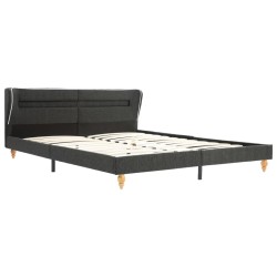 Lit LED et matelas à mémoire de forme Gris foncé Jute 180x200cm 
