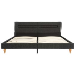 Lit LED et matelas à mémoire de forme Gris foncé Jute 180x200cm 