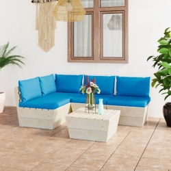 Salon de jardin palette 5 pcs avec coussins bois d'épicéa 