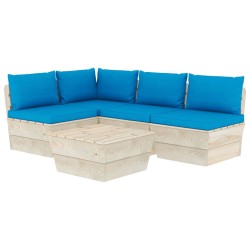 Salon de jardin palette 5 pcs avec coussins bois d'épicéa 
