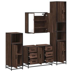 Ensemble de meubles de salle de bain 4 pcs chêne marron 
