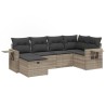 Salon de jardin 6 pcs avec coussins gris clair résine tressée 