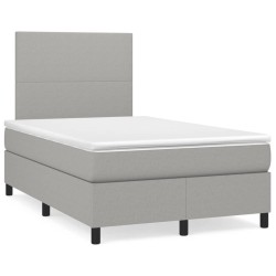 Sommier à lattes de lit et matelas gris clair 120x190 cm tissu 