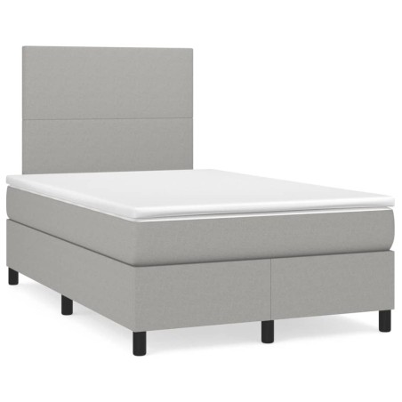 Sommier à lattes de lit et matelas gris clair 120x190 cm tissu 