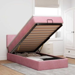 Cadre de lit ottoman avec matelas rose 100x200 cm velours 