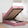 Cadre de lit ottoman avec matelas rose 100x200 cm velours 