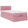 Cadre de lit ottoman avec matelas rose 100x200 cm velours 