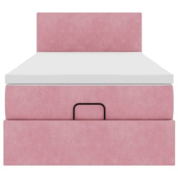 Cadre de lit ottoman avec matelas rose 100x200 cm velours 