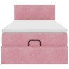 Cadre de lit ottoman avec matelas rose 100x200 cm velours 