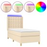 Sommier à lattes de lit matelas et LED Crème 100x200 cm Tissu 