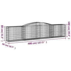 Paniers à gabions arqués 3 pcs 400x50x80/100 cm Fer galvanisé 