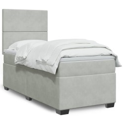 Sommier à lattes de lit et matelas Gris clair 100x200cm Velours 