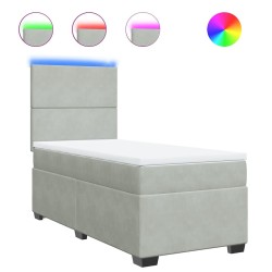 Sommier à lattes de lit et matelas Gris clair 100x200cm Velours 