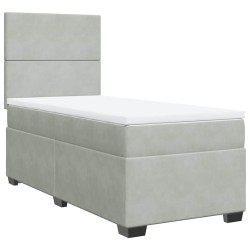 Sommier à lattes de lit et matelas Gris clair 100x200cm Velours 