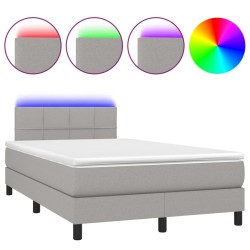 Sommier à lattes de lit matelas LED Gris clair 120x200 cm Tissu 