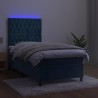 Sommier à lattes de lit et matelas et LED Bleu foncé 90x190 cm 
