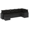 Salon de jardin 7 pcs avec coussins noir résine tressée 