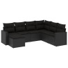 Salon de jardin 7 pcs avec coussins noir résine tressée 