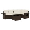 Salon de jardin avec coussins 6 pcs marron résine tressée 