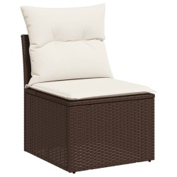 Salon de jardin avec coussins 6 pcs marron résine tressée 