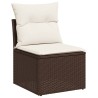 Salon de jardin avec coussins 6 pcs marron résine tressée 