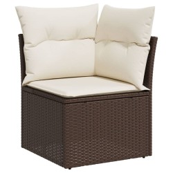 Salon de jardin avec coussins 6 pcs marron résine tressée 