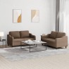 Ensemble de canapés 2 pcs avec coussins Marron Tissu 