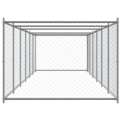 Cage pour chien avec porte gris 12x2x1,5 m acier galvanisé 