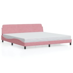 Cadre de lit sans matelas rose 200x200 cm velours 