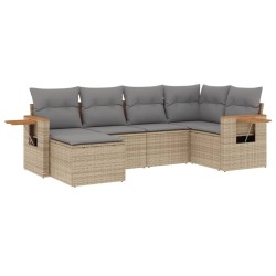 Salon de jardin avec coussins 6 pcs beige résine tressée 