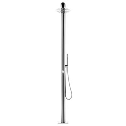 Douche de jardin avec base marron 230 cm Acier inoxydable 