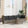 Salon de jardin 5 pcs avec coussins gris résine tressée 