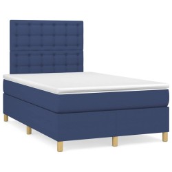 Sommier à lattes de lit avec matelas bleu 120x190 cm tissu 