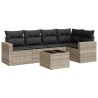 Salon de jardin 6 pcs avec coussins gris clair résine tressée 