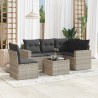 Salon de jardin 6 pcs avec coussins gris clair résine tressée 